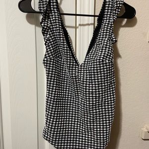 Gingham one piece ruffle sleeve bathing suit